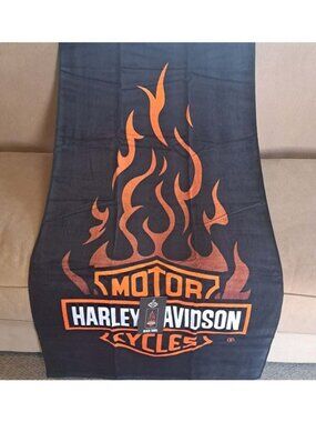 Harley Davidson Flames Beach Bath Pool Gift Towel Fire Motorcycle Bike Logo NIP